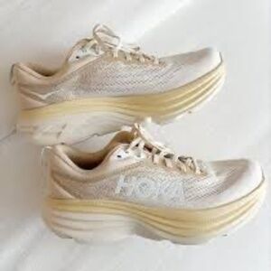 HOKA Bondi 8 Running Shoes Sneakers Shifting Sand Eggnog Neutral 10